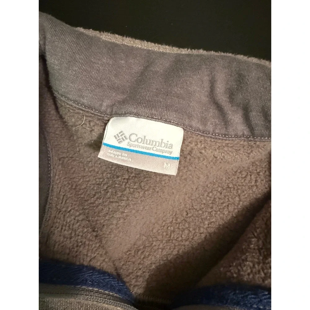 Columbia Mens Quarter Zip Fleece Pullover Brown Heathered Sweater Size M